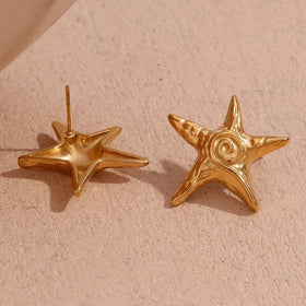 StarFish Stud Earrings for Women Gold Plated Earrings Wholesale Bulk Stainless Steel Jewelry