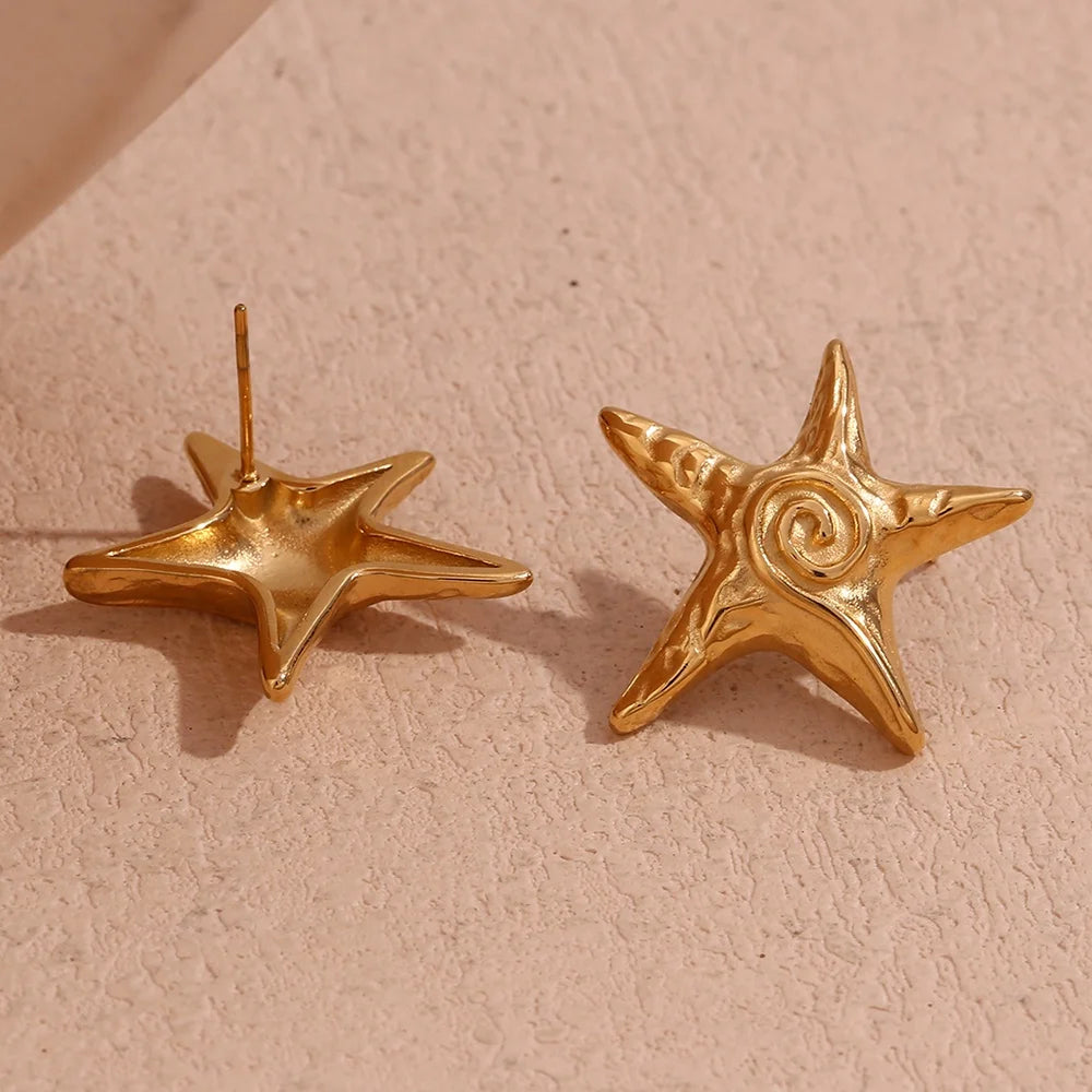StarFish Stud Earrings for Women Gold Plated Earrings Wholesale Bulk Stainless Steel Jewelry