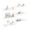 Eco-friendly Floating Shelves White Wall Mounted Decor Storage Set 6 for Bedroom Living Room Kitchen Picture Ledge