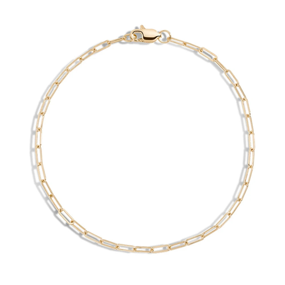 New Arrival 925 Sterling Silver Paper Clip Link Bracelets Jewelry Gold Plated Minimalist Paperclip Chain Bracelet for Women