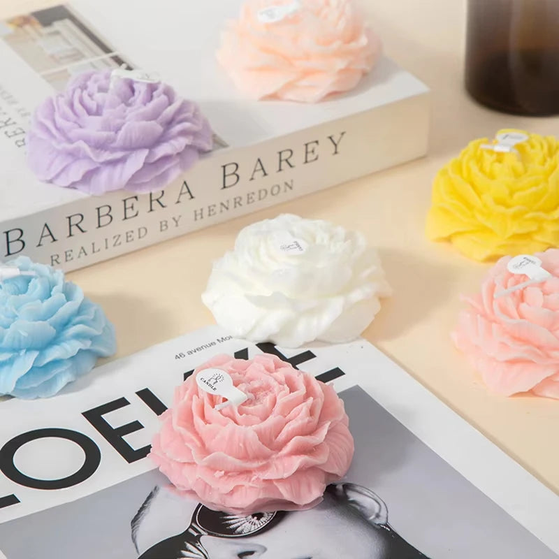 Wholesale Romantic Decoration Ornament Scented Souvenir Peony Flower Shape Candle for Christmas Say Wax Valentine's Day