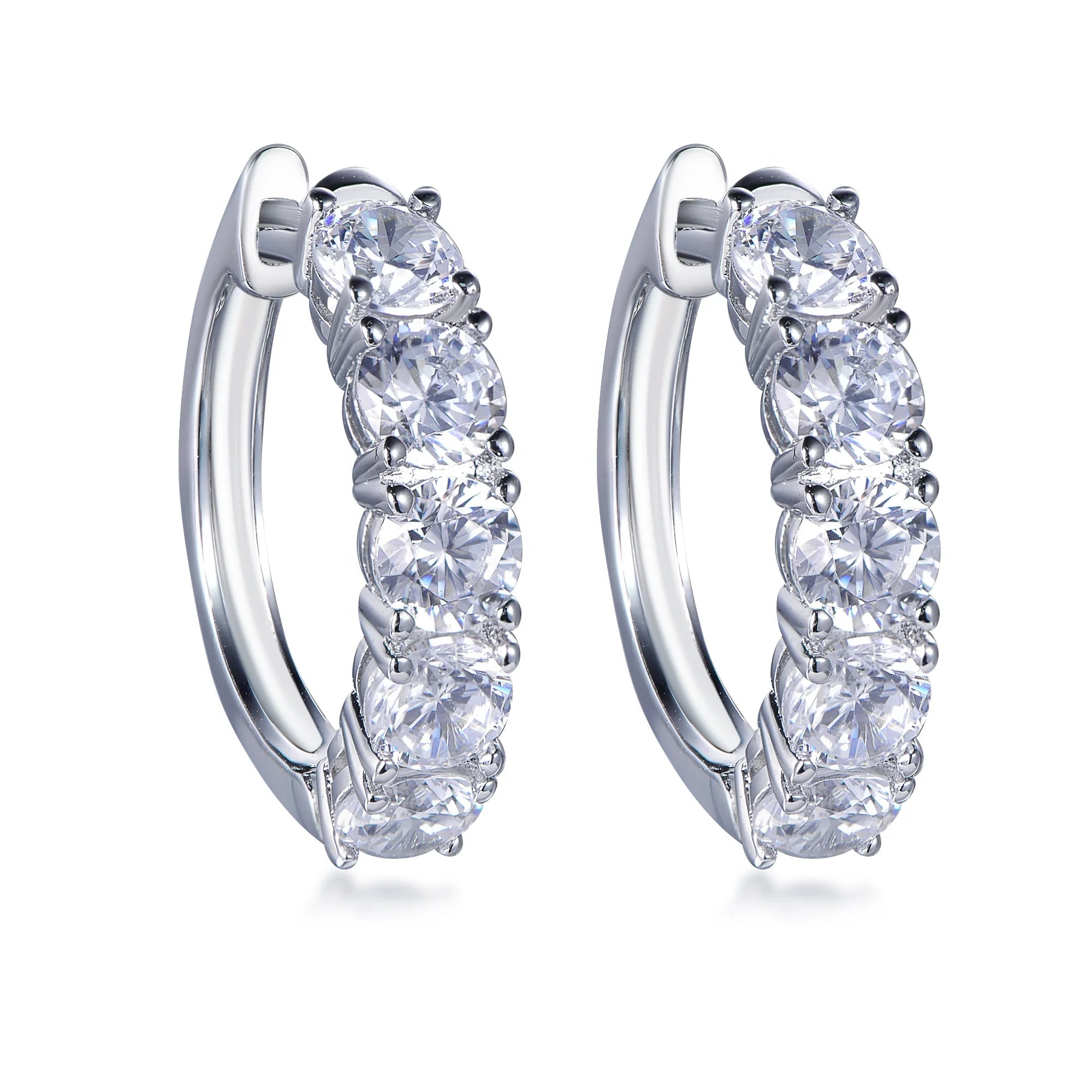 Kirin 3A CZ Sterling Silver Earrings 925 Hoop Earrings Silver 925 Sterling Silver Huggie Hoop Earrings