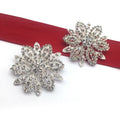 Silver Decorative Crystal Rhinestones Pave Lip Flower Brooch Pins for Lady Girls Bags Hats
