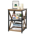 2 Tier Bamboo Frame Black Modern Adjustable Height Small Bedroom Nightstand for Living Room & Bathroom Bedroom Furniture