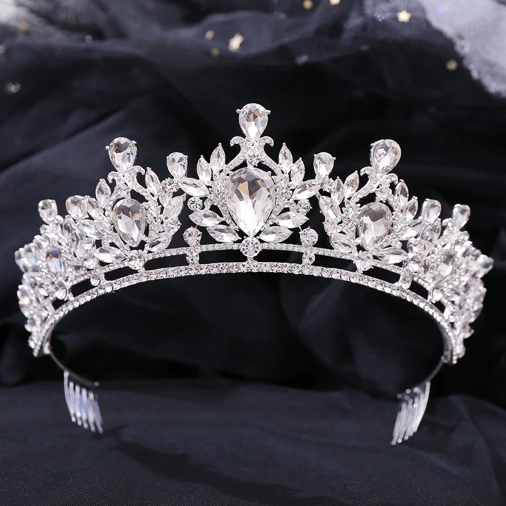 Elegant Headpiece Jewelry Party Holiday Wedding Hair Accessories Multi Color Hair Comb Shape Rhinestone Tiara Crown