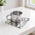 Latest Product Stainless Steel Coffee Cup Set 304 Coffee Cup Metal with Mixing Spoon and Plate Reusable Milk&tea Cup