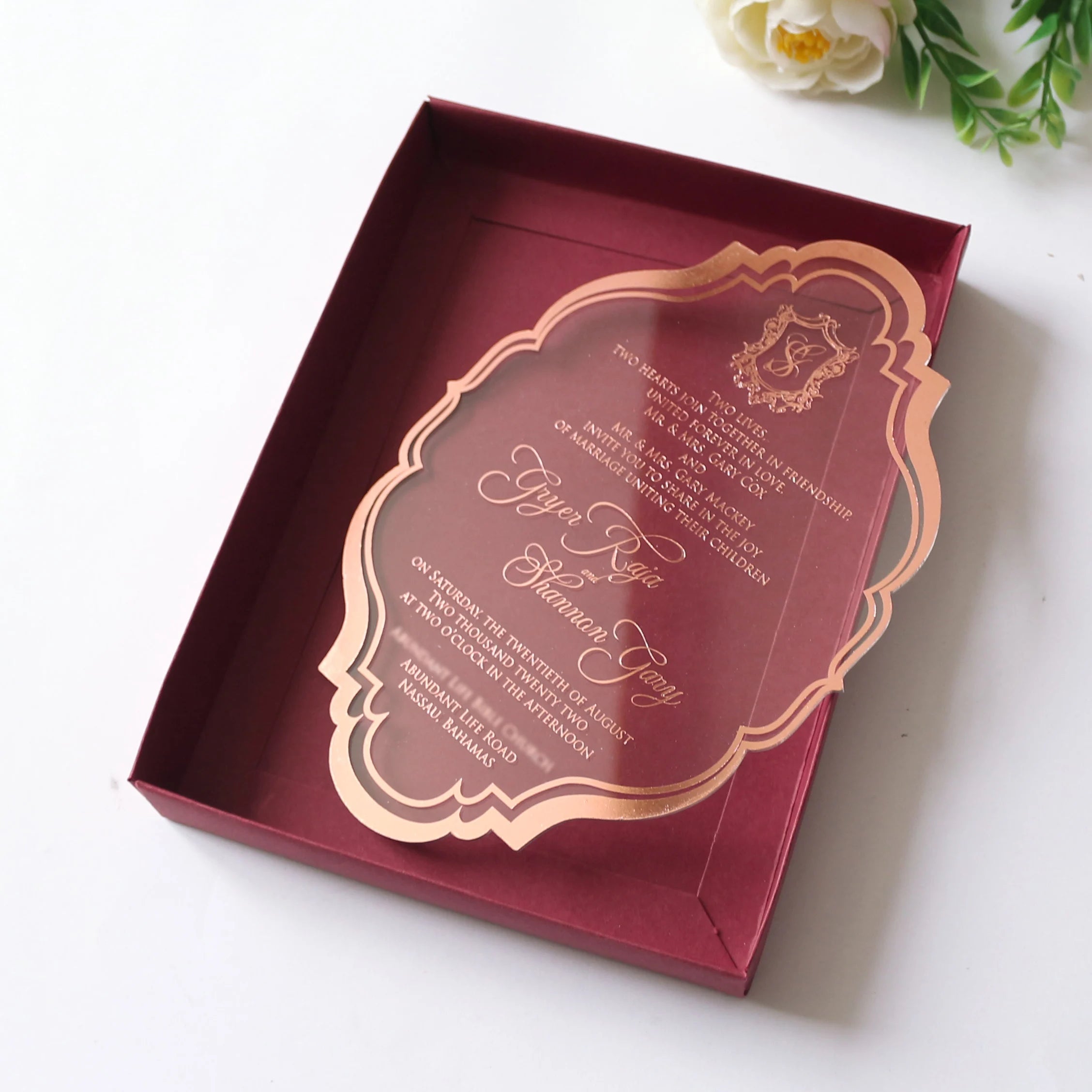 Fancy Transparent Acrylic Wedding Invitation Menu Cards Program Cards With Blank Heaven and Earth Cover Box
