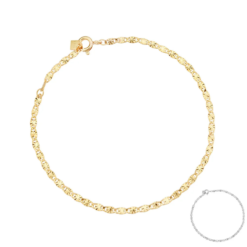 FUAMAY 925 Silver Bracelet En Acier Inoxydable Pulseras Y Brazaletes Chrome-Plated Rice Sheet Bracelet PlaquÃ© or 18k