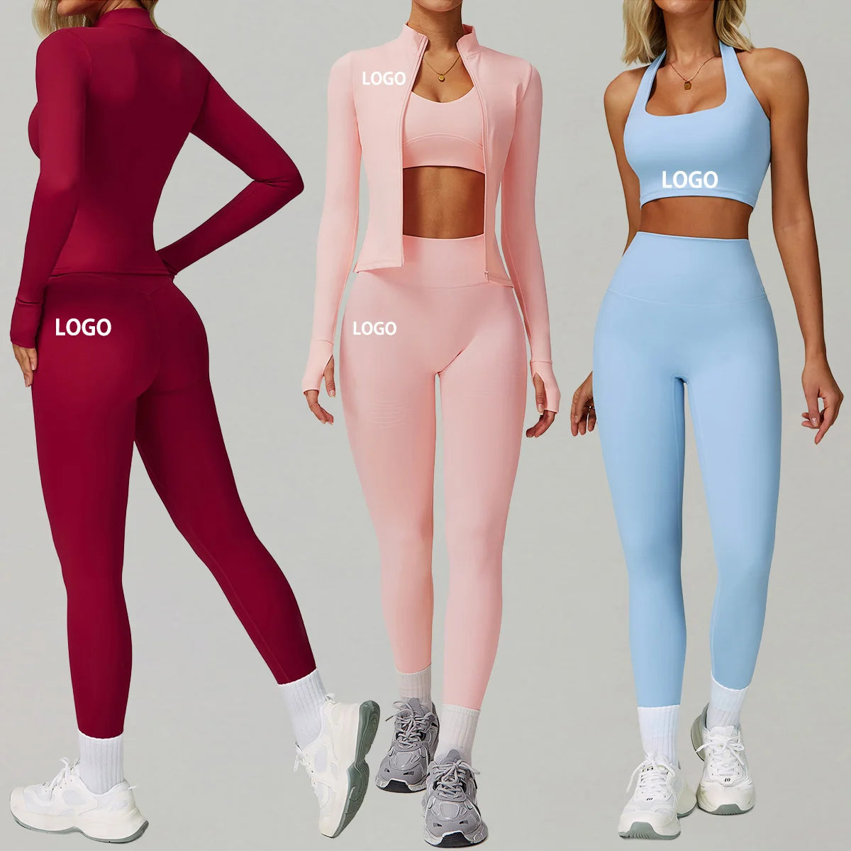 Custom Logo 3 Pcs Suit Sports Clothes Women's Athletics Fitness Yoga Wear Workout Clothing Yoga Sets for Woman Gym Fitness Sets