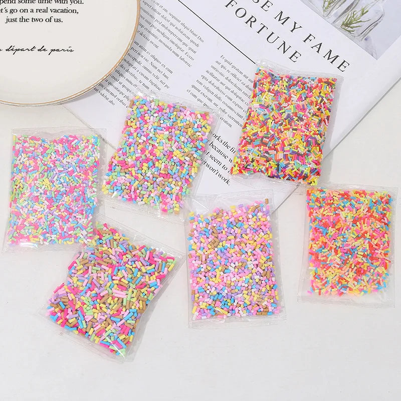100g rainbow Sprinkles Polymer Faux Resin Clay Sprinkles for Resin Fake Candy Nail Art