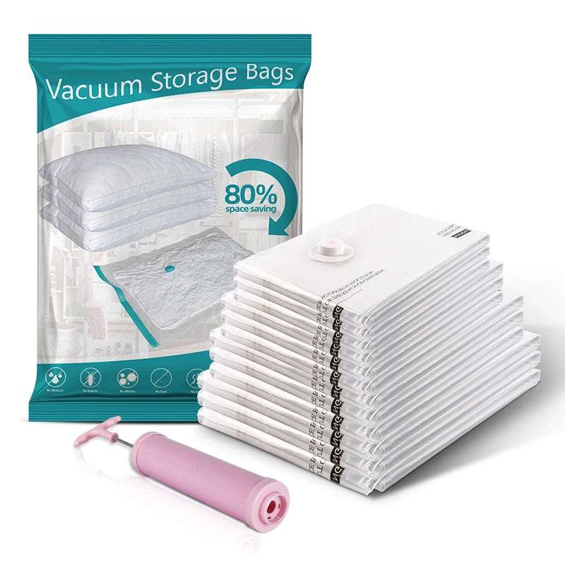 Factory Price Reusable Space Saver Compressed Bag Vacuum Storage Bag Set with Pump for Clothes