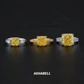 Wholesale Yellow Princess Cut Gemstone Yellow Diamond Zircon Ring Wedding Engagement Rings 925 Sterling Silver Women Ring