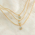 Vintage New Stainless Steel Plated 18K Gold Jewelry Natural Stone Pendant Necklace Rice Bead Chain Necklace Collares Para Mujer