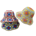 20 Colors Bohemian Handmade Flower Sun Straw Bucket Hat Breathable Foldable Wide Brim Summer Beach Paper Crochet Hats for Women