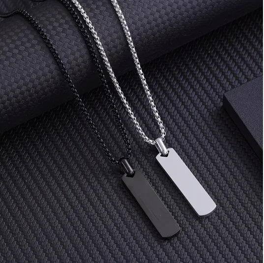 Men's Minimalist Stainless Steel Pendant Geometric Rectangular Necklace N2010172