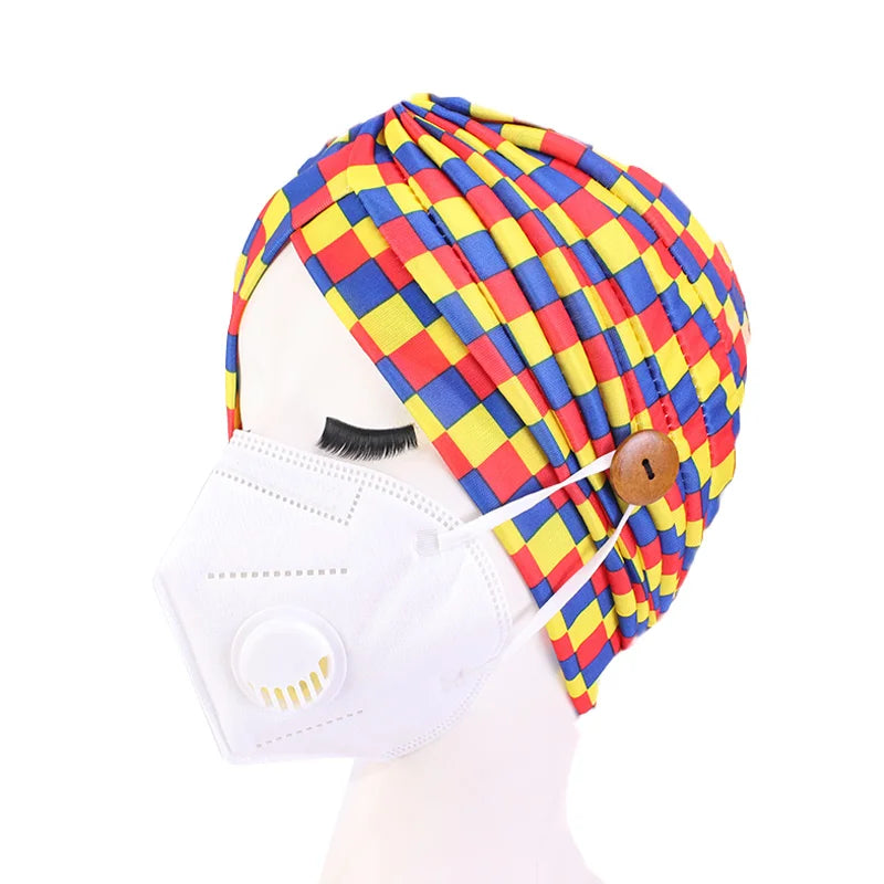 Fashion Soft Doctor Turban Headwrap Convenient Button Headbands for Women Nurses Hairband