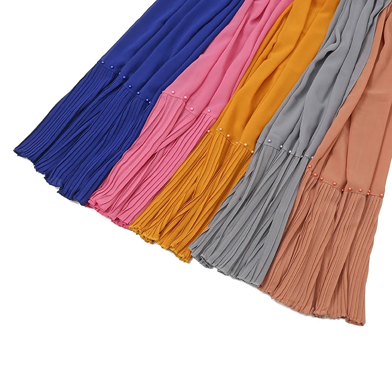 New Lace Chiffon Wholesale 70*180cm 20 Color Stock Puffer Ball Plain Chiffon Scarf Muslim Hijab