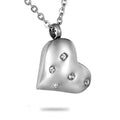 Vintage Stainless Steel Silver Plated Crystal Heart Cremation Ash Pendant Necklace with Locket Urn Keepsake Jewelry