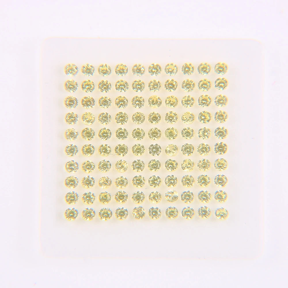 VOAINO 1.3 mm 1.37cts 100 Pcs Melee Natural Yellow Sapphire Stone Gemstone Price Per Carat for Yellow Sapphire Pendant