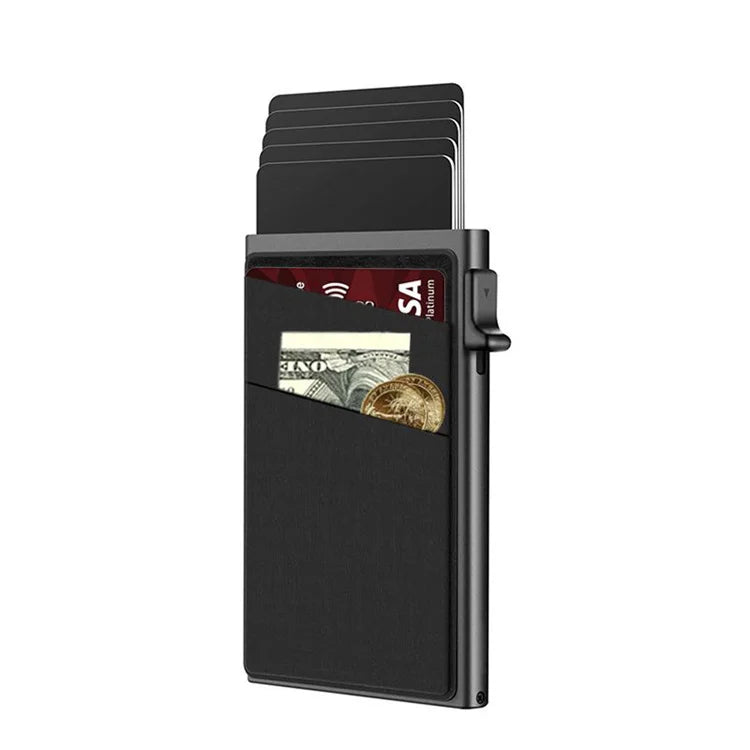 Yamo YM-K02 2023 Hot Trends Aluminum RFID Blocking Laser Printed Vintage Mens Credit Card Holder Front Pocket Minimalist Slim