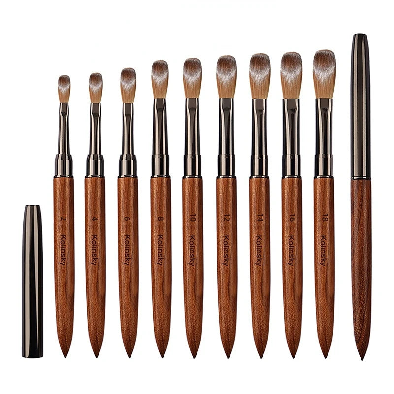 100% Pure Kolinsky Hair Acrylic Nail Brush with Sandalwood Handle | Professional Acrylic Powder Application Brush