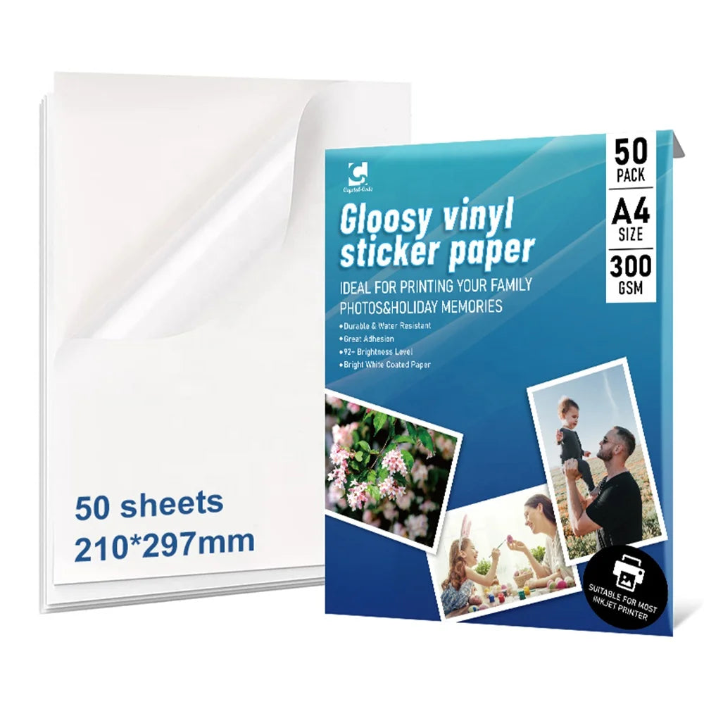 CrystalCode Multifunctional Waterproof Laser Htvront Matte A4 Printable Vinyl Sticker Paper for Inkjet Printer a