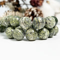 Wholesale Natural Green Zebra Jasper Gemstone Stone Round Smooth Loose Beads 15.5"
