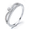 Sun Star Luxury Gold/Rhodium Plated Zircon Invisible Setting Women's Wedding Engagement Anniversary Party Stackable Ring