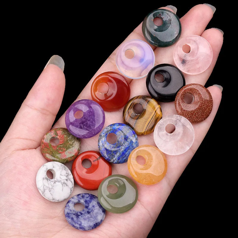 20mm Natural Crystal Stone Edge Retro DIY Jewelry Accessories Peace Buckle Pendant Princess Buckle Loose Nature Crystal