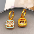 French Exquisite and Fashionable Glazed Vintage Earrings Brass square Party Gold-plated Earrings