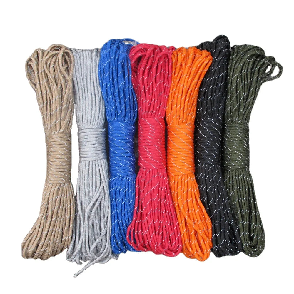31M Paracord 550 Reflective Paracord Parachute Cord Lanyard Rope Mil Spec Type III 9 Strand Climbing Camping Survival Paracord