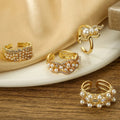 New Design Luxury High 18K Gold Plated Zircon Pearl Rings Water Proof Jewelry for Women