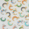 MG05 DIY Jewelry Accessory Set 6pcs 18K Gold Rhodium Plated Copper Zircon Moon Charms for Necklace Fashion Pendants Charms