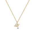 Fashion Creative Design Stainless Steel Thin Chian Shell Universe Star and Moon Pendant Necklace for Women Girls