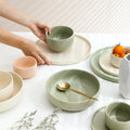 Solhui Japanese Ceramic Tableware Set Matte Salad Bowl Steak Food Plates and Soup Bowls