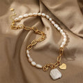 Chunky Statement Pearlfresh Water Pearls Stainless Steel Jewelry Necklace Flat Baroque Pearl Pendent Necklace for Women