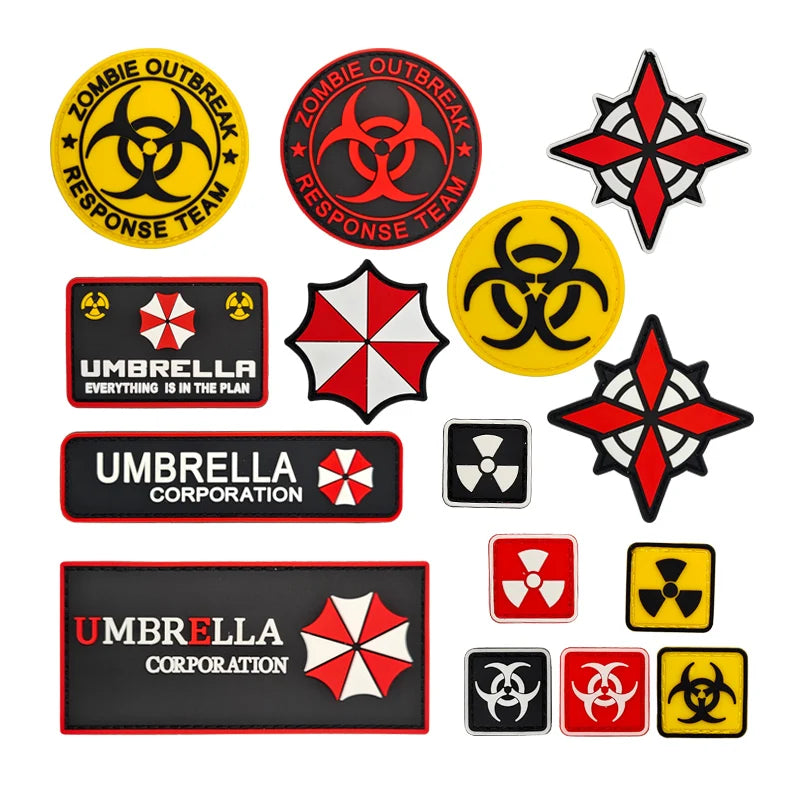 Umbrella  PVC 3D Rubber Badge Outdoors Tactical Patch Hook and Loop Applique Emblem Clothing Jacket Backpack Decor