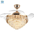754I 42-Inch Remote Control Ceiling Fan with 3 Blades and Crystal Chandelier DC Motor Contemporary Ceiling Fan with Light