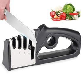 Custom Logo 4 Stage Knife Diamond Sharperener Tungsten Ceramic Scissors Kitchen Knife Sharpener