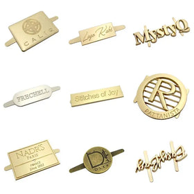 Bag Hardware Gold Color Custom Metal Engraved logo Plate for Handbags