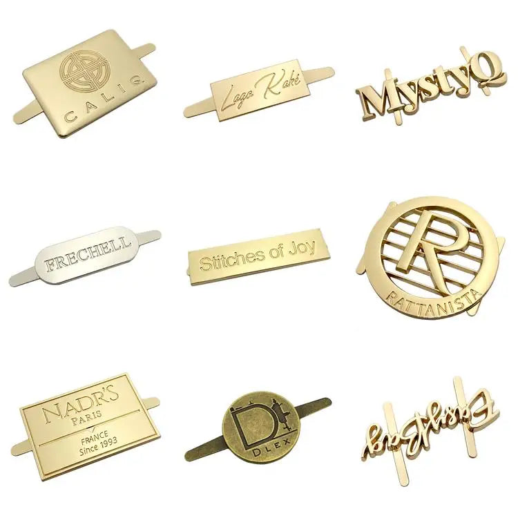 Bag Hardware Gold Color Custom Metal Engraved logo Plate for Handbags
