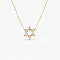 14k Gold Plated 925 Sterling Silver baguette Cz Pave Star of David Necklace for Women Wholesale