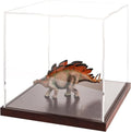 Clear Acrylic Display Box Collectibles Display Case Organizing Toys Case with Solid Built-in Wooden Base