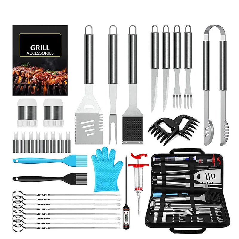 35pcs Outdoor Stainless Steel BBQ Grill Tool Set for Camping and Barbecue Cooking