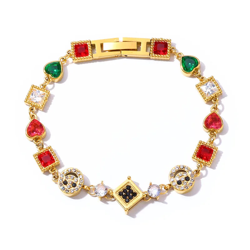 VEROMCA Customized  Best Friend Necklaces  Hip-Hop Original Stainless Steel Classic Colorful Zircon Jewelry Set
