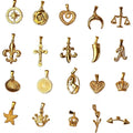 Factory Wholesale Tiny Crown Charms for Jewelry Making 18k Gold Fleur De Lis Pendant Cross Heart Rose North Star Pendant for Men