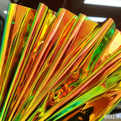 0.1mm Wholesale Soft PVC Holographic Dichroic Iridescent Reflective Film Roll for Clothes Shoes Bags and Decoration