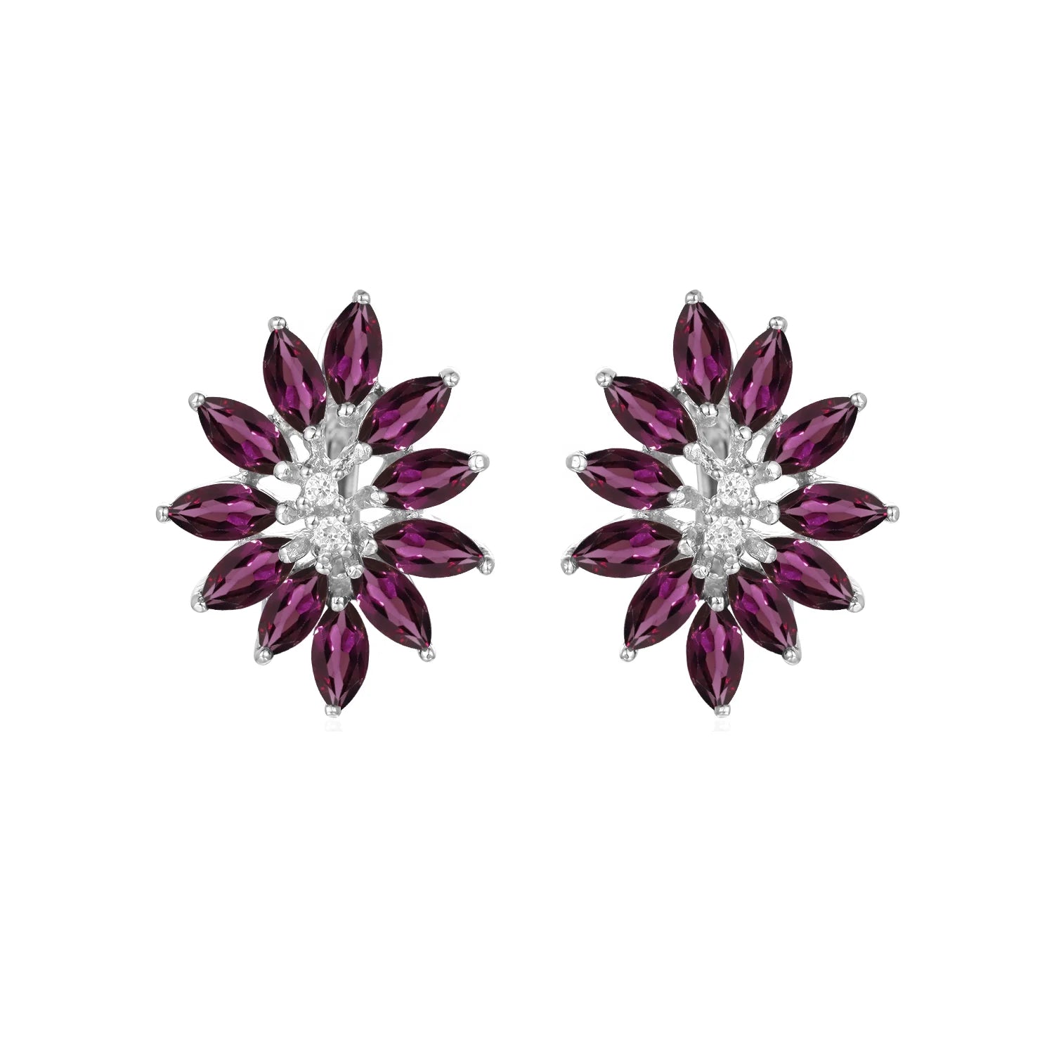 Abiding Wholesale Selling Natural Rhodolite Gemstone 925 Sterling Silver Earrings for Women