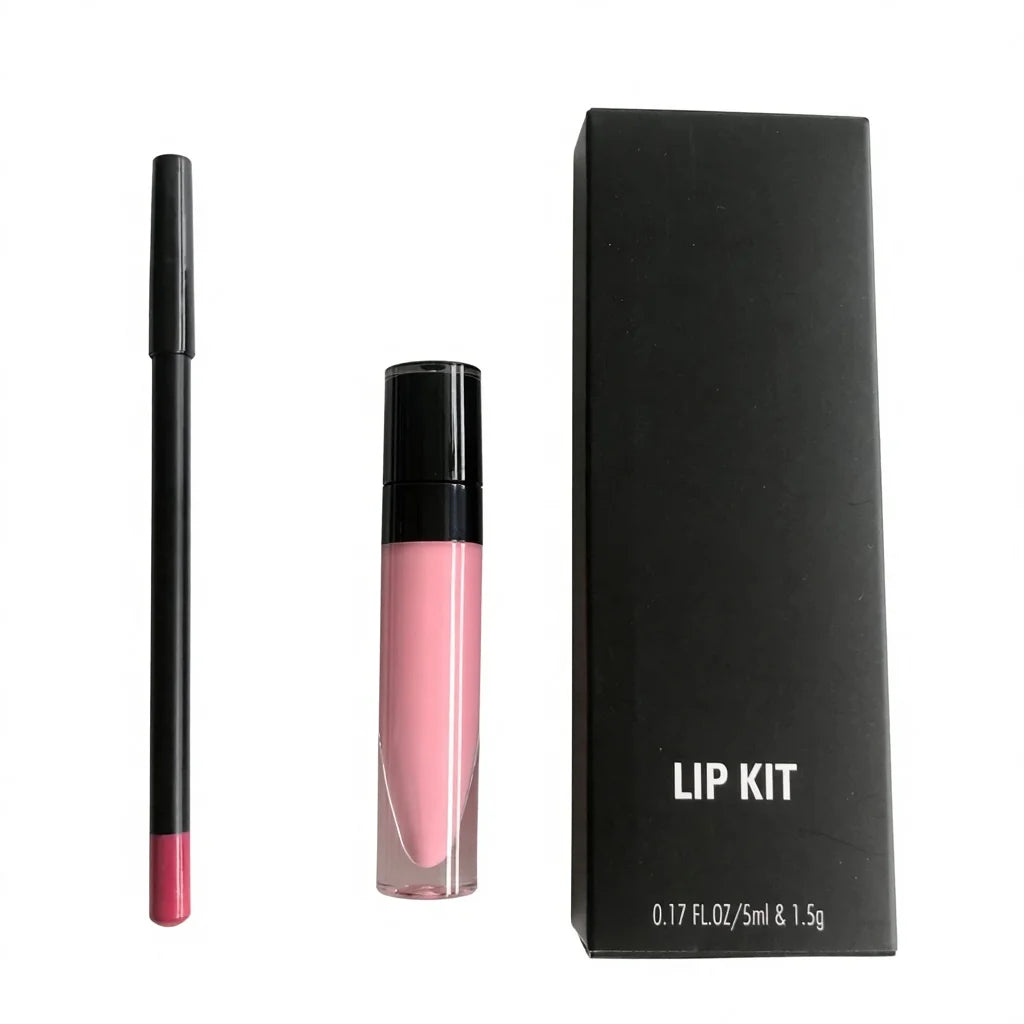 Cruelty Free Black Lip Liner with Lip Gloss Match Freely 20-color Lip Kit Custom Logo