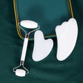 HZ Face Jade Eye Roller Guasha for Sleeping with White Jade Jade Roller and Gua Sha Skin Care & Tools